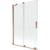 Mexen Velar, 2-krídlová posuvná vaňová zástena 120 x 150 cm, 8mm číre sklo, ružové zlato, 896-120-000-01-60