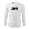DRAGOWA Fit-T tričko s dlhým rukávom muscle army, biela 160g/m2 - S