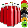 20x SKLENENÁ FĽAŠA 1L 1000 ml NA ŠŤAVU, LIKÉRY, KONZERVY, DŽÚS SO ZÁVITOVÝM UZÁVEROM