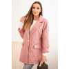 Legínovo Dámska plus size prešívaná bunda s golierom a gombíkom svetlo béžová Farba: Tmavoružová, Veľkosť: UNI