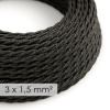 Textilný kábel so širokým priemerom 3x1,50 skrútený so vzorom Nero/Lino, ľan, 1 meter