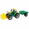 LENA: Veľký traktor s čelným nakladačom a prívesom zeleno/žltý 108 cm