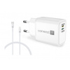 Connect IT Duplex Nabíjací adaptér 1x Lightning + 1x USB-C, 20W, kábel 27W - biela 14545035