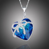 GRACE Silver Jewellery Stříbrný náhrdelník Swarovski Elements Eternal Love - srdíčko NH1063-YP1019 Tmavě modrá 40 cm + 5 cm (prodloužení)