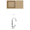Alveus CADIT 50 SET kuchynský granit. drez so sifón. 100X50 Beige + batéria TINA Chróm CADIT50G55+TINA