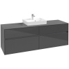 VILLEROY & BOCH Collaro závesná skrinka pod umývadlo na dosku (umývadlo v strede), 4 zásuvky, 1600 x 500 x 548 mm, Glossy Grey, C07700FP