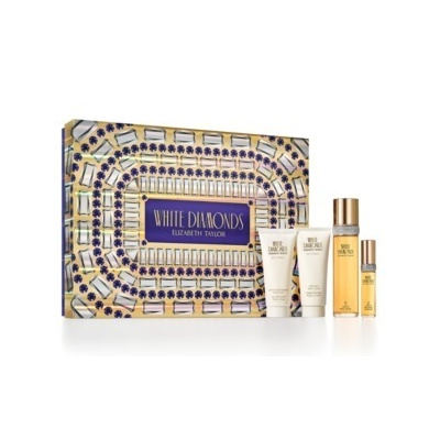 Elizabeth Taylor White Diamonds SET: Toaletná voda 100ml + Parfumovaná voda 15ml + Telový krém 100ml + Sprchový gél 100ml pre ženy