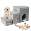 Skladacie schodíky pre psa sivé, 3-stupňové, prateľné, do 20 kg