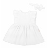 Baby Nellys 2-dielna sada mušelínove šatočky + čelenka, biela, veľ. 86