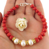 Náramok z červeného Koralu s Perlami – zapínací