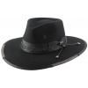 BULLHIDE HATS Čierny pánsky klobúk RELOADED - ručne zdobený vlnený klobúk s vintage efektom Veľkosť: 59 cm (L)
