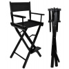 BEAUTYLUSHH Drevená skladacia kozmetická stolička čierna