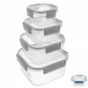 4x Hermetická KUCHYNSKÁ nádoba na potraviny s tesnením - sada nádob
