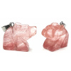 Krištáľovo ružový prívesok medveď prírodný kameň, ručne brúsená figúrka 1,8 x 2,5 x 8 mm, kamenné kamene