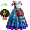 Kostým pre dievča - Encanto šaty Mirabel Madrigal outfit parochne (Detské oblečenie Indiaka Dress Party 10-12 rokov)