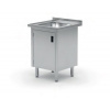 Umývací stôl s drezom, skrinka s pántovými dverami – zváraný, jednokomorový drez, hĺbka 600 mm, HENDI, Profi Line, 600x600x(H)850mm