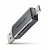 Čítačka pamäťových kariet AXAGON CRE-DAC USB-C a USB-A Mini sivá