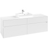 VILLEROY & BOCH Collaro závesná skrinka pod umývadlo na dosku (umývadlo v strede), 4 zásuvky, 1600 x 500 x 548 mm, White Matt, C07700MS
