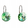 Strieborné náušnice visiace s kryštálmi Swarovski zelené okrúhle 31106.3