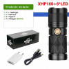 XHP160 Výkonná LED baterka vstavaná LED LED (Super XHP160 Výkonná LED baterka LED XHP LED)