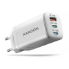 Axagon AXAGON ACU-DPQ65W, GaN nabíječka do sítě 65W, 3x port (USB-A + dual USB-C), PD3.0/QC4+/PPS/Apple, bílá