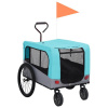 Vozík pre domáce zvieratá na bicykel/beh 2-v-1, modro sivý-ForU-92441
