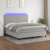 zahrada-XL Posteľ boxsping s matracom a LED bledosivá 180x200 cm látka 3134813