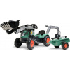 Falk Šliapací traktor Vintage 2054N s lyžicou, bagrom a prívesom, zelený