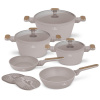Berlingerhaus Sada nádobí s titanovým povrchem 10 ks Taupe Nordic Collection BH-8343