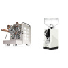 Rocket Espresso Appartamento, white, walnut + Eureka Mignon Bravo, CR white