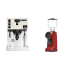 Rancilio Silvia PRO X, white + Eureka Helios 75, ferrari red