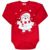NEW BABY Dojčenské body s dlhým rukávom Winter Penguin Červená