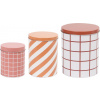 Dózy na uchovávanie potravín Checks & Stripes ružová, okrová a hnedá 3 ks