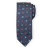 Pánska tmavomodrá kravata s bielymi a červenými hranatými kvetmi 17371