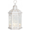 Lampáš MagicHome Vianoce Morocco, LED teplá biela, biely, 3xAAA, plast, časovač, 18x15x32 cm