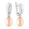Gaura Pearls Stříbrné náušnice s růžovou perlou a zirkony, stříbro 925/1000 SK23369EL/P Růžová