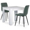 Nábytek PEGAS s.r.o. Jídelní set 1+2, stůl 80x80 cm, bílá MDF, židle zelená látka, černý lak