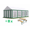 AKCIOVÁ SADA: Party stan 5x8m PVC Standard Ohňovzdorný + 8ks PIVNÝ SET 200x50cm farba Modrobiela