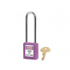 Bezpečnostný visiaci zámok – systém rôznych uzáverov, predĺžený oblúk - fialová