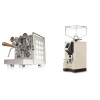 Rocket Espresso Appartamento, white, walnut + Eureka Mignon Specialita, CR cream