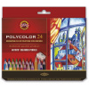 Umelecké farbičky KOH-I-NOOR POLYCOLOR 3834 - 24 ks + 2 ks 1500 + 1 ks strúhadlo - šesťhranné - v papierovej krabičke