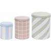 Dózy na uchovávanie potravín Checks & Stripes modrá, béžová a zelená 3 ks
