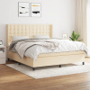 vidaXL Posteľný rám boxspring s matracom krémový 160x200 cm látka - Krémová - 18638-160196