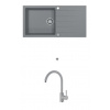 Alveus CADIT 50 SET kuchynský granit. drez so sifón. 100x50 + batéria ROXA Beton CADIT50G81+ROXA81