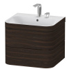 DURAVIT Happy D.2 Plus c-bonded závesná skrinka s nábytkovým umývadlom s dvomi otvormi, 2 zásuvky, 575 x 490 x 480 mm, orech kartáčovaný, HP4635E6969