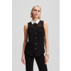 BLÚZKA KARL LAGERFELD POPLIN COLLAR SLVLS BLOUSE BLACK