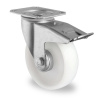 Otočné koliesko Ø 108 mm, polyamid, brzda, biele, šetrné k podlahe