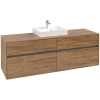 VILLEROY & BOCH Collaro závesná skrinka pod umývadlo na dosku (umývadlo v strede), 4 zásuvky, 1600 x 500 x 548 mm, Oak Kansas, C07700RH