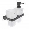 Nimco Maya Dávkovač mydla a pohárik s držiakom, matné sklo/čierna MAC 2905831H-T-90