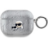Karl Lagerfeld PU Embossed Karl and Choupette Heads Puzdro na AirPods Pro Silver KLAPPGKCPS